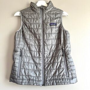Patagonia nano puff vest womens gray small primaloft insulated full zip light